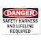 Signmission OSHA Danger Decal, Safety Harness Lifeline, 10in X 7in Decal, 7" H, 10" W, Landscape OS-DS-D-710-L-19472 - alternate 1